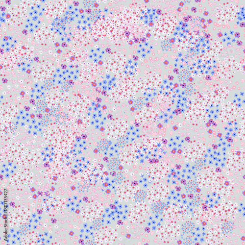 Blooming midsummer meadow seamless pattern. Plant background for fashion, wallpapers, print. Liberty style millefleurs