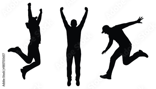 Jumping people silhouettes vector illustration download now