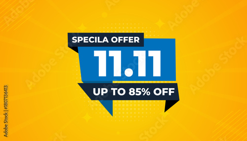 11 11 Shopping festival vector banner template. 11 11 Discount sell banner vector graphic element. Super shop label Promo design. Product opening festival background collection.