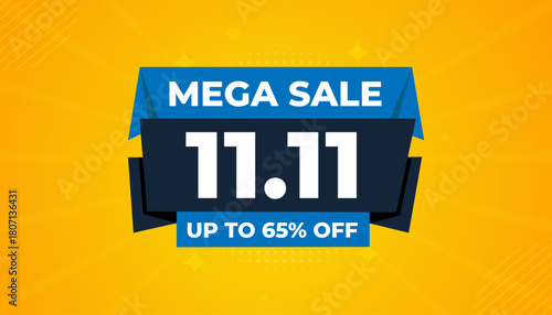 11 11 Shopping festival vector banner template. 11 11 Discount sell banner vector graphic element. Super shop label Promo design. Product opening festival background collection.