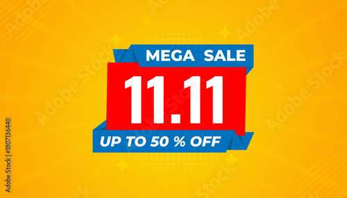 11 11 Shopping festival vector banner template. 11 11 Discount sell banner vector graphic element. Super shop label Promo design. Product opening festival background collection.