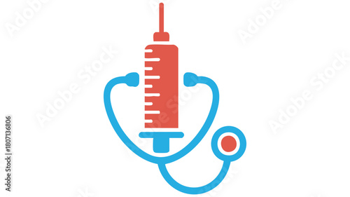 Syringe stethoscope medical icon