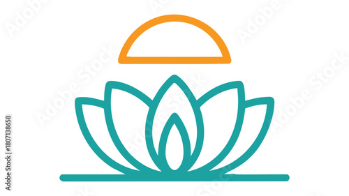 Lotus flower with sunrise icon