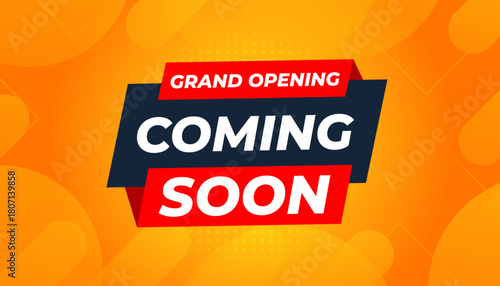 Coming Soon Sale Banner vector template. Grand Opening vector graphic element. Super shop label Promo design. Product opening festival background collection.
