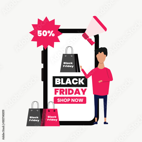 Black Friday Shopping Illustration
