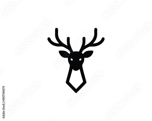 Deer head with necktie vector badge