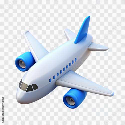 3D Passenger Airplane Icon | White Commercial Jet, Aviation Travel Symbol