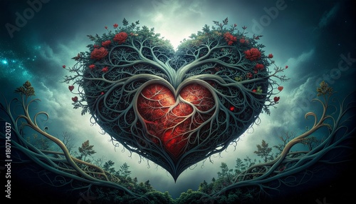 Enchanting Heart of Nature A Majestic Emblem of Love and Growth in the Sky