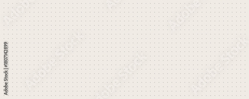 Beige journal planer page with dotted square grid. Simple square graph paper texture. Repeated school math sheet wallpaper. Retro bullet notebook pattern background. Note paper template. Vector