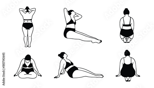 Woman yoga poses illustrations for fitness and wellness design