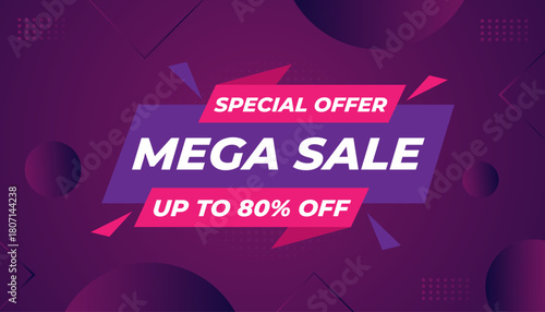 Mega sale banner template. Special offer discount background. Mega sale banner template design for web or social media, Sale special offer. abstract vector design.