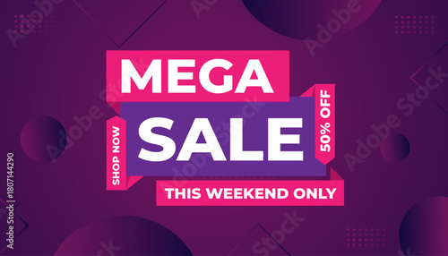Mega sale banner template. Special offer discount background. Mega sale banner template design for web or social media, Sale special offer. abstract vector design.