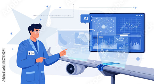 Aerospace engineer using artificial intelligence for aircraft wing design optimization