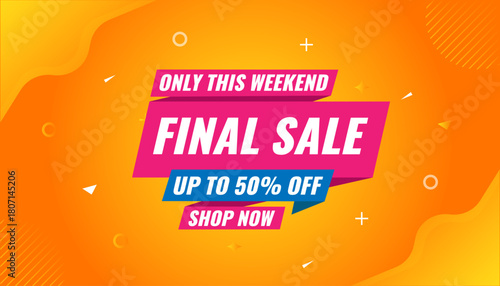Final sale banner template vector design, Special offer final sale, Limited offer final sale tag. Final Sale Discount template for marketing promotion, retail, store, shop, online store, or website.