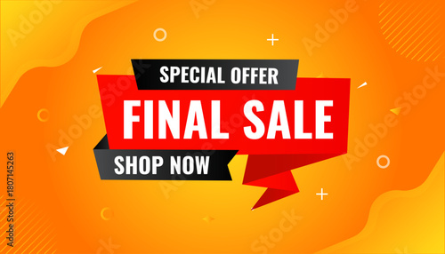 Final sale banner template vector design, Special offer final sale, Limited offer final sale tag. Final Sale Discount template for marketing promotion, retail, store, shop, online store, or website.