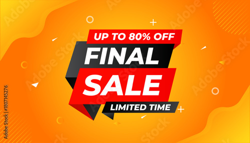 Final sale banner template vector design, Special offer final sale, Limited offer final sale tag. Final Sale Discount template for marketing promotion, retail, store, shop, online store, or website.