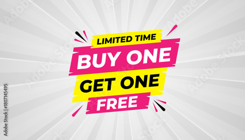Buy one get one free. Online shop discount sale background for buy 1 get 1, Special Discount marketing poster design for web and Social. sale banner vector template Design.