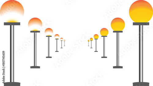 Abstract Illustration of Spherical Lights Creating a Unique Perspective and Warm Ambiance