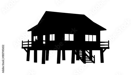 Stilt house silhouette vector graphic for design and illustration