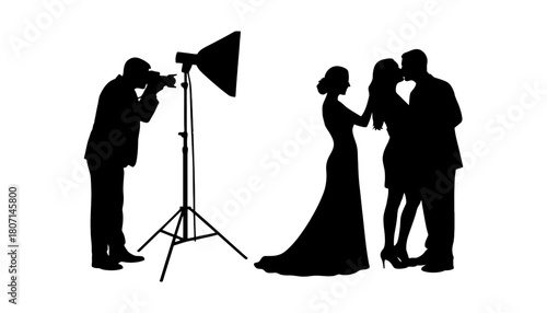 Professional wedding photographer silhouette studio session
