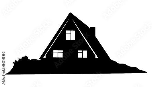 A frame house black silhouette vector illustration design