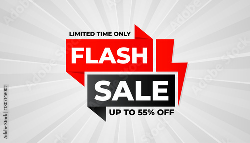 Flash Sale banner for web or social media. sale banner promotion template with discount tag. limited time offer, Get extra discount. Commercial poster, sale background vector illustration