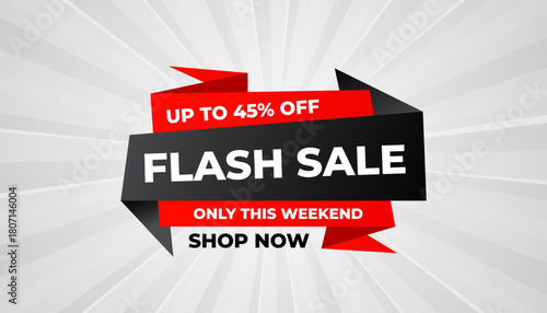 Flash Sale banner for web or social media. sale banner promotion template with discount tag. limited time offer, Get extra discount. Commercial poster, sale background vector illustration