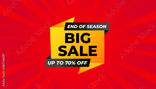 Big sale banner. Special offer price label design. Product discount festival tag design. Super Sale pormotion banner template. Flat sale Vector Illustration.