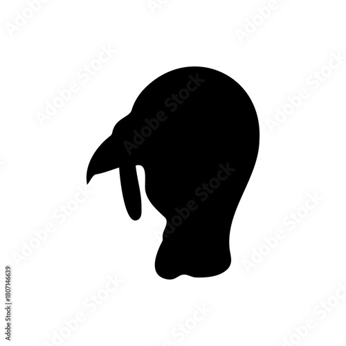 Turkey head silhouette vector flat illustration design.