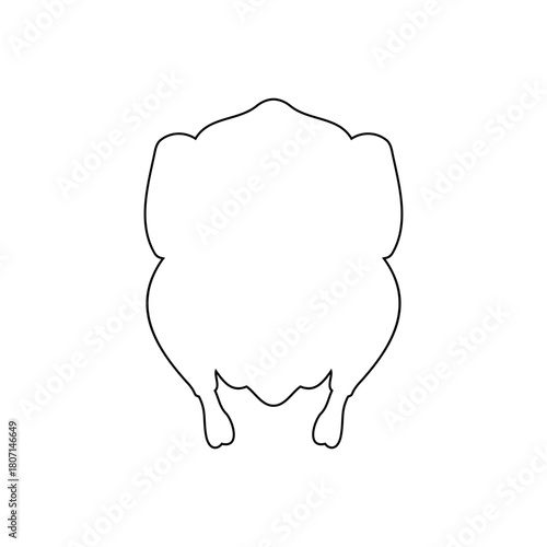 Roasted turkey outline vector flat illustration design.