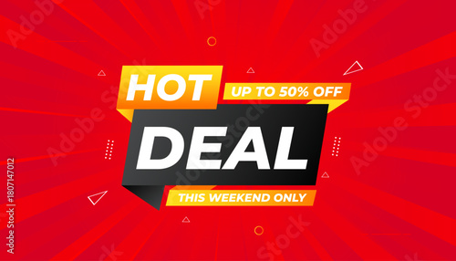 Hot Deal offer banner template. Online shop discount sale background, Special Discount marketing poster design for web and Social. sale banner vector template.
