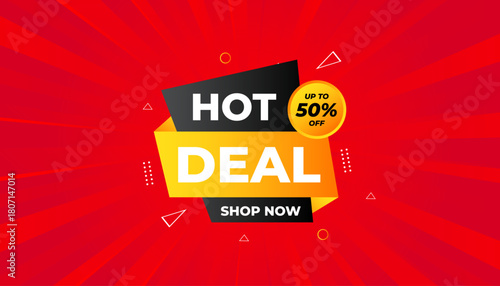 Hot Deal offer banner template. Online shop discount sale background, Special Discount marketing poster design for web and Social. sale banner vector template.