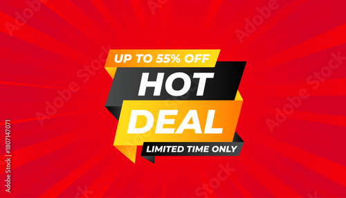 Hot Deal offer banner template. Online shop discount sale background, Special Discount marketing poster design for web and Social. sale banner vector template.