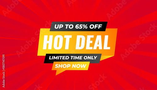 Hot Deal offer banner template. Online shop discount sale background, Special Discount marketing poster design for web and Social. sale banner vector template.
