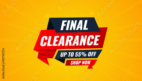 Final clearance special sale banner template design, Special offer sale tag, sale offer banner. Sale discount promotion template for marketing, vector editable illustration.