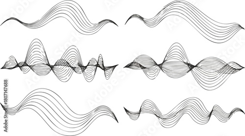 Abstract Waves Dynamic Line Art for Creative Design Projects