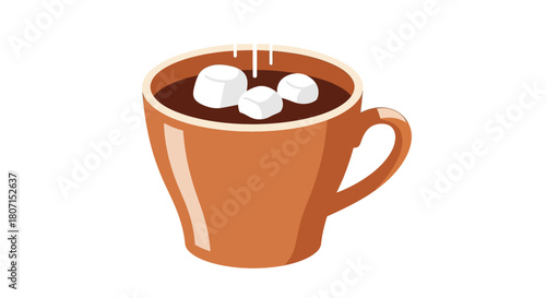 A warm mug of cocoa topped with fluffy marshmallows, perfect for a cozy winter day