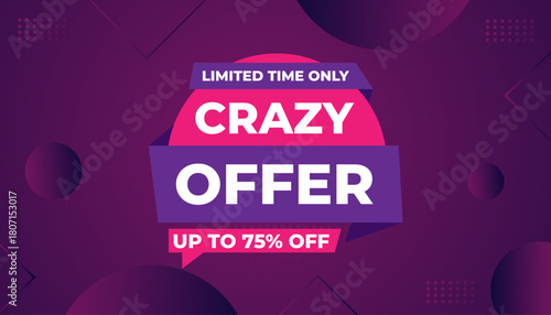 Crazy Offer Sale Background. Sale banner design template. Vector illustration. Market promotion banner and crazy discount announcement background vector illustration