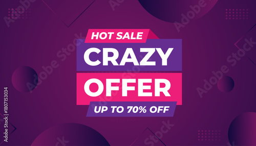 Crazy Offer Sale Background. Sale banner design template. Vector illustration. Market promotion banner and crazy discount announcement background vector illustration