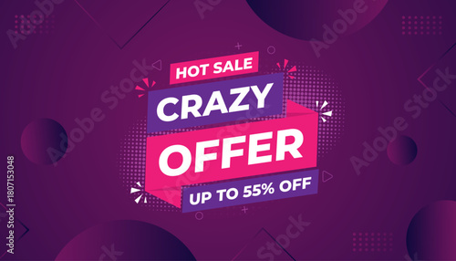 Crazy Offer Sale Background. Sale banner design template. Vector illustration. Market promotion banner and crazy discount announcement background vector illustration
