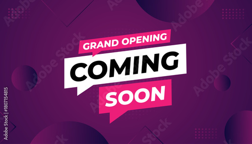Coming Soon Sale Banner vector template. Grand Opening vector graphic element. Super shop label Promo design. Product opening festival background collection.