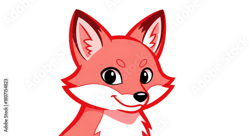 Cartoon fox on red background