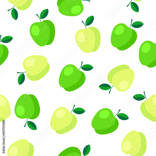 Seamless apple vector pattern. Wallpaper. Wrapping paper. Vegan food. Cooking illustration