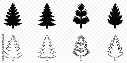 Pine trees horizontal pattern. christmas tree vector set. Christmas fir trees vector icon set illustration. eps 10