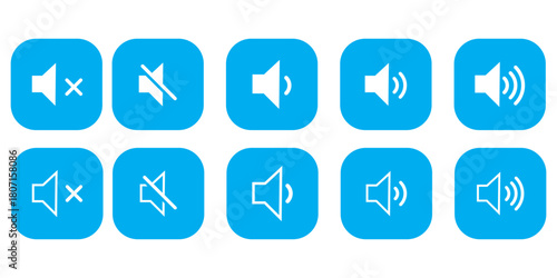 Black and White Speaker Volume Icons Set sound mute Isolated On Transparent Background