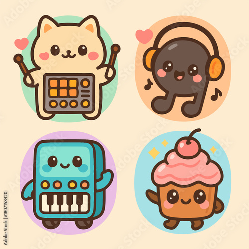 Forest mushroom cluster cozy autumn woodland badge icon