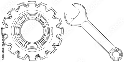 Mechanical Marvel: Gears Motion | Clean, isolated vector art for creative projects.