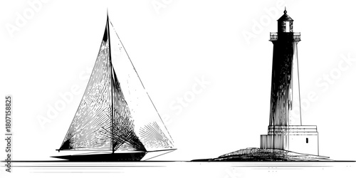 Sailing Sea: Nautical Illustration | Clean, isolated vector art for creative projects.