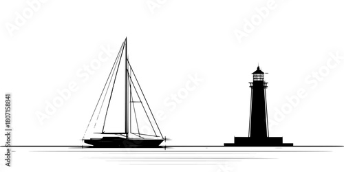 Sailboats horizon | Clean, isolated vector art for creative projects.