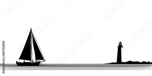 Sailboat Solitude | Clean, isolated vector art for creative projects.